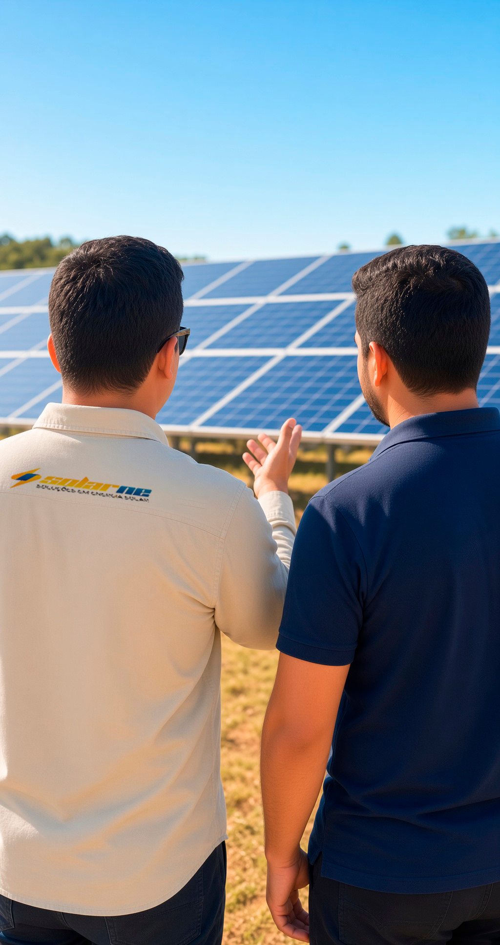 Willian Fernandes, Sócio-Diretor da SolarNe, apresentando solução solar em campo